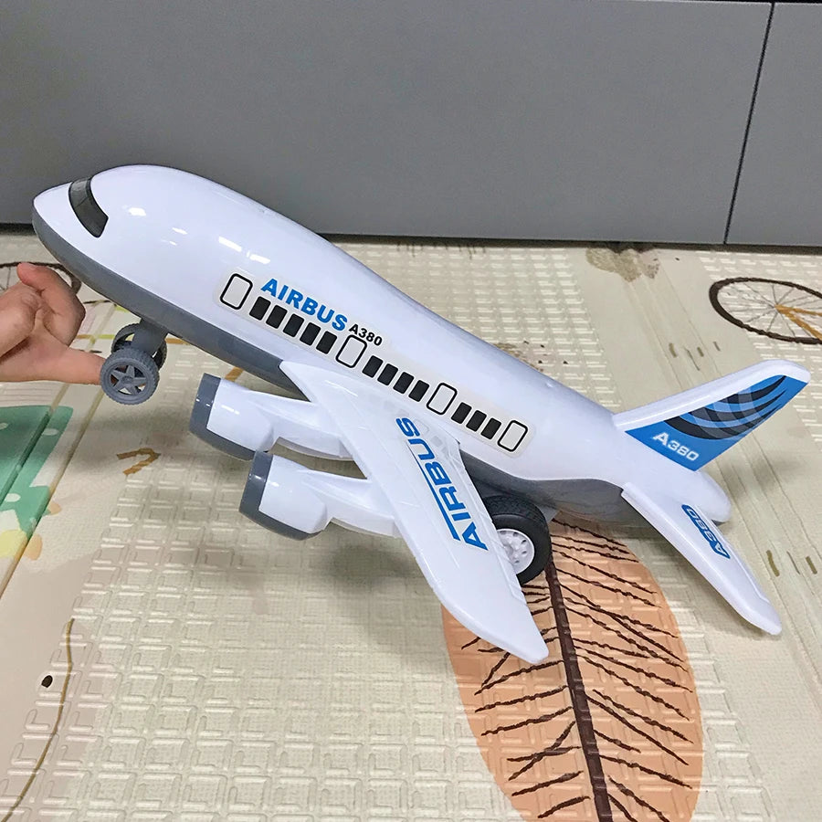 Children's favorite white airplane toy kit, large inertia airplane model, self-assembled, children's Christmas gift