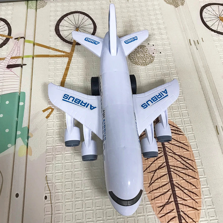 Children's favorite white airplane toy kit, large inertia airplane model, self-assembled, children's Christmas gift