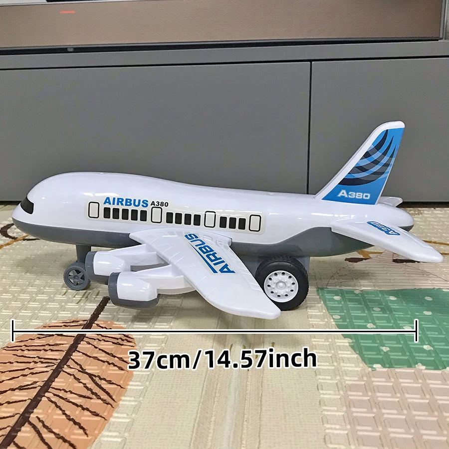 Children's favorite white airplane toy kit, large inertia airplane model, self-assembled, children's Christmas gift