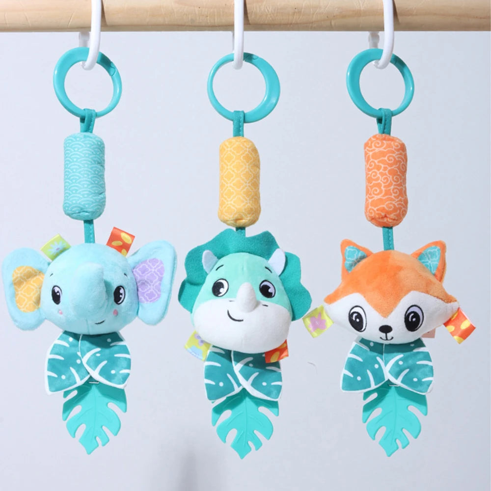 Baby Rattles Hanging Toys for Car Seat Crib Stroller Gym Montessori Sensory Plush Toys for Baby 0-12 Months with Teether Newborn