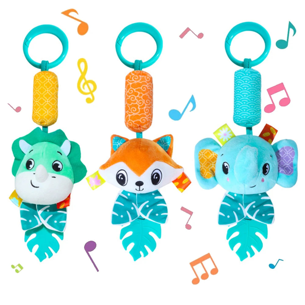 Baby Rattles Hanging Toys for Car Seat Crib Stroller Gym Montessori Sensory Plush Toys for Baby 0-12 Months with Teether Newborn
